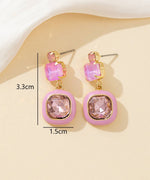 Charger l'image dans la galerie, Blossom bijoux - Boucles d’oreilles à clou strass carré émaillé – 26PEBOL009
