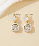 Charger l'image dans la galerie, Blossom bijoux - Boucles d’oreilles à clou strass carré émaillé – 26PEBOL009
