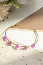 Charger l'image dans la galerie, COSMOS - Bracelet jonc doré fleurs colorées délicates acier lumineux
