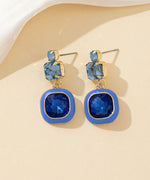 Charger l'image dans la galerie, Blossom bijoux - Boucles d’oreilles à clou strass carré émaillé – 26PEBOL009
