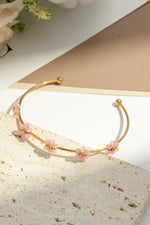 Charger l'image dans la galerie, COSMOS - Bracelet jonc doré fleurs colorées délicates acier lumineux
