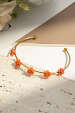 Charger l'image dans la galerie, COSMOS - Bracelet jonc doré fleurs colorées délicates acier lumineux
