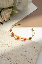 Charger l'image dans la galerie, COSMOS - Bracelet jonc doré fleurs colorées délicates acier lumineux

