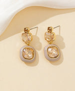 Charger l'image dans la galerie, Blossom bijoux - Boucles d’oreilles à clou strass carré émaillé – 26PEBOL009
