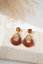 Charger l'image dans la galerie, COSMOS - Boucles d’oreilles ambre doré résine élégantes rétro soleil
