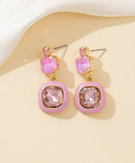 Charger l'image dans la galerie, Blossom bijoux - Boucles d’oreilles à clou strass carré émaillé – 26PEBOL009

