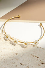 Charger l'image dans la galerie, COSMOS - Bracelet jonc doré fleurs colorées délicates acier lumineux

