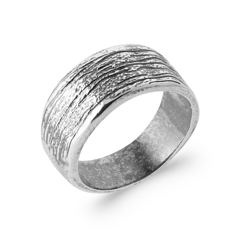 Bague large Argent Effet scraped - by URBAN