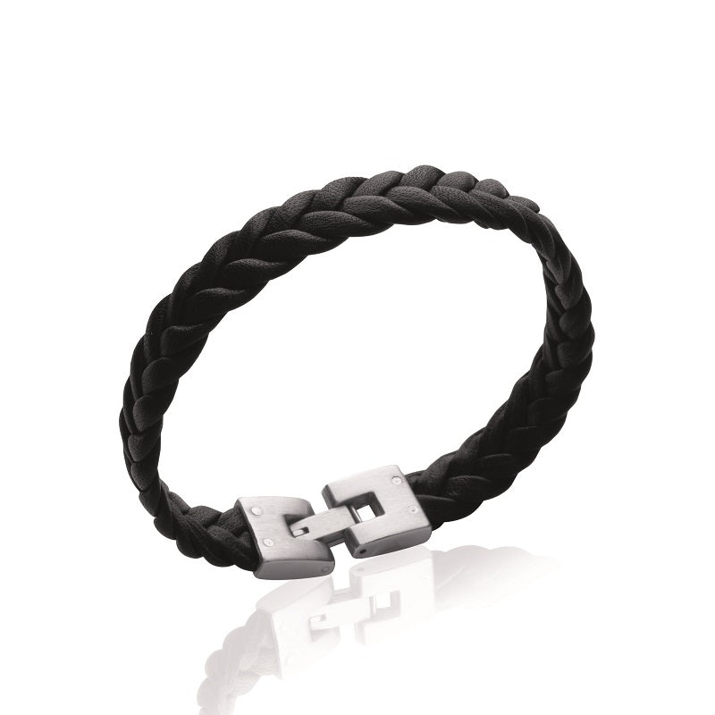 Bracelet plat cuir tressé - By URBAN