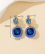 Charger l'image dans la galerie, Blossom bijoux - Boucles d’oreilles à clou strass carré émaillé – 26PEBOL009
