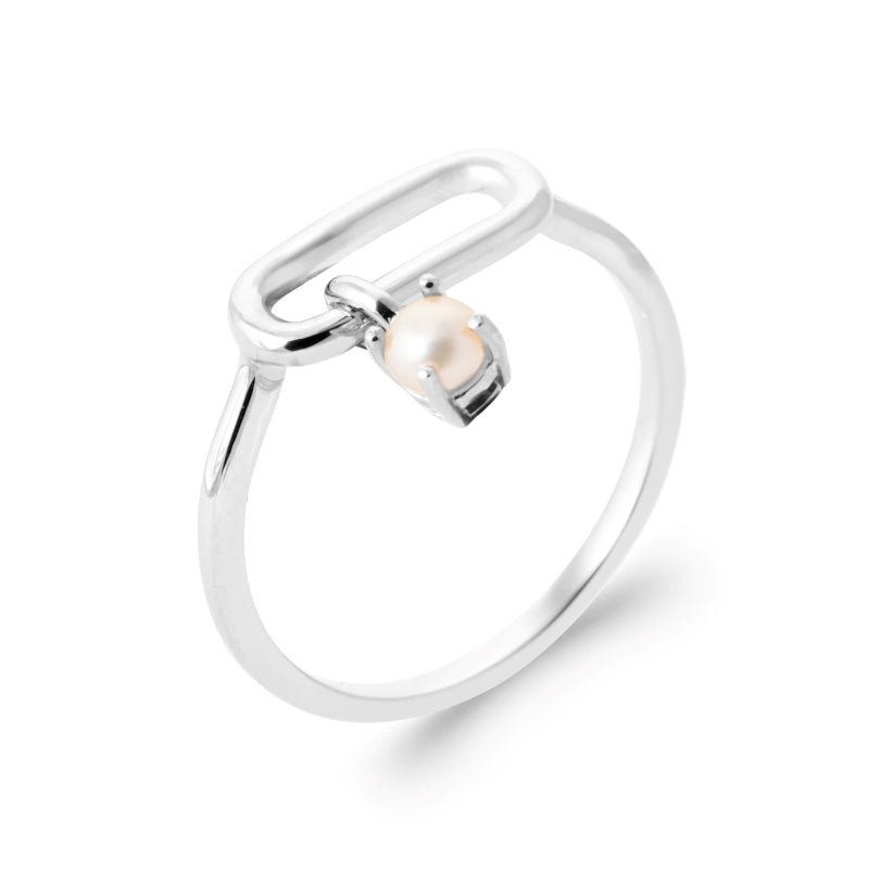 Bague Argent Breloque Perle - by URBAN