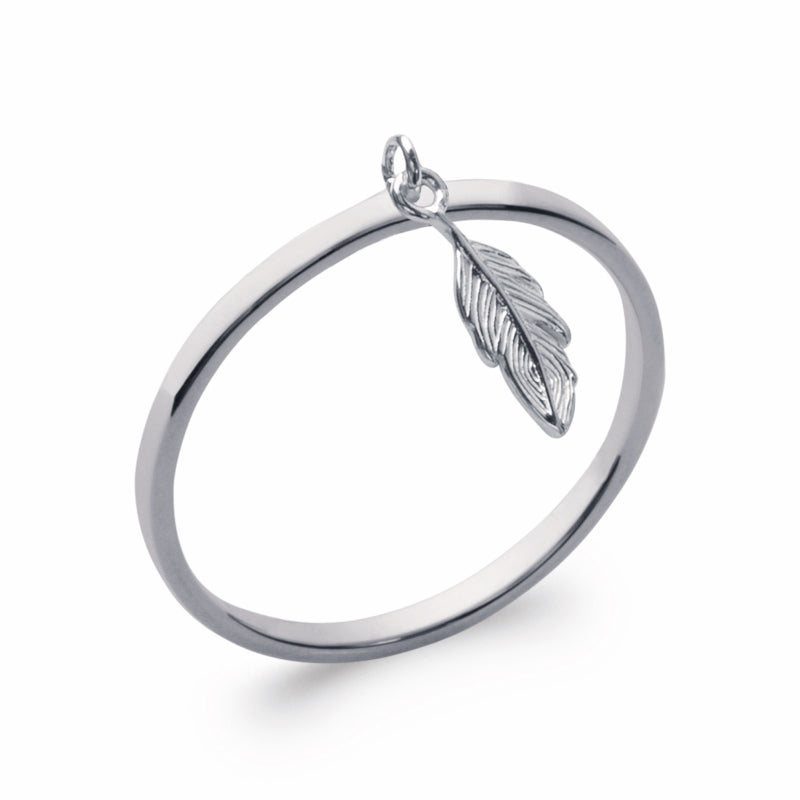 Bague Argent Breloque Plume - by URBAN