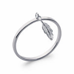 Charger l&#39;image dans la galerie, Bague Argent Breloque Plume - by URBAN
