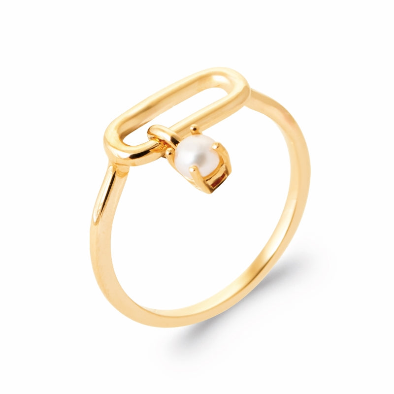 Bague Plaqué Or Breloque Perle - by URBAN