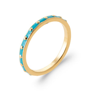 Bague Plaqué Or Cloutée laquée turquoise - by URBAN