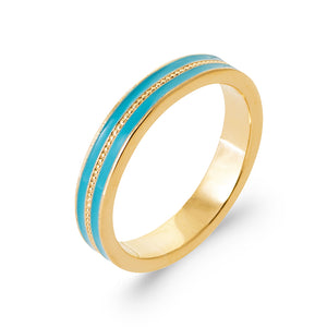 Bague Plaqué Or Laque Turquoise perlée - by URBAN