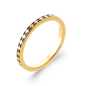 Bague Plaqué Or Mini Losanges Laque noire - by URBAN