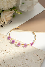 Charger l'image dans la galerie, COSMOS - Bracelet jonc doré fleurs colorées délicates acier lumineux
