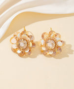 Charger l'image dans la galerie, Blossom bijoux - Boucles d’oreilles fleur à sequins &amp; strass – 26PEBOL024
