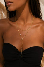 Charger l'image dans la galerie, COSMOS - Collier long motif ovale raffiné en forme Y acier inoxydable

