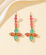 Charger l'image dans la galerie, Blossom bijoux - Boucles d’oreilles croix strass &amp; fleurs – 26PEBOL025
