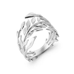 Charger l&#39;image dans la galerie, Bague en argent 925 rhodié avec l&#39;anneau se dédouble et se transforme en feuillage pour s&#39;enrouler autour de votre doigt
