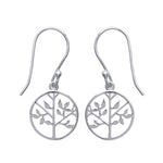 Charger l&#39;image dans la galerie, Boucles d&#39;oreilles argent 925 rhodié pendantes composées d&#39;une médaille avec un motif Arbre de vie ajouré 
