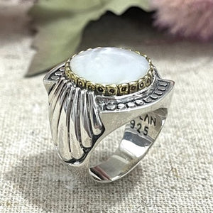 Aden's Jewels Bague-Nacre blanche-Motif Fleurs-Argent massif rhodié-Femme Aden's Jewels Bague-Nacre blanche-Motif Fleurs-Argent massif rhodié-Femme