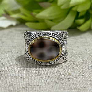 Bague Argent Mini ethnique Porcelaine Tigrée - JALAN