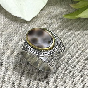 Bague Argent Mini ethnique Porcelaine Tigrée - JALAN