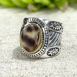 Bague Argent Ethnique Porcelaine tigrée - JALAN