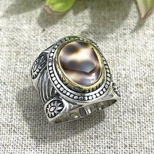 Bague Argent Ethnique Porcelaine tigrée - JALAN