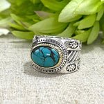 Charger l&#39;image dans la galerie, Bague Argent Mini ethnique Turquoise - JALAN
